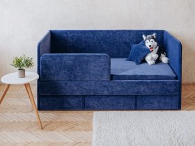 Диван-кровать Happy (синий) в Чистоозёрном - chistoozyornoe.mebel-nsk.ru | фото