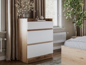 Комод 3 ящика Брауни (дуб делано/белый) в Чистоозёрном - chistoozyornoe.mebel-nsk.ru | фото