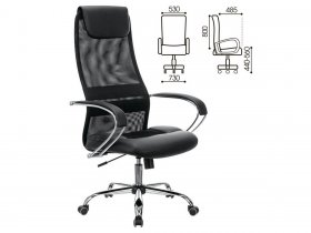 Кресло офисное BRABIX PREMIUM Stalker EX-608 CH, хром, ткань-сетка/кожзам, черное в Чистоозёрном - chistoozyornoe.mebel-nsk.ru | фото