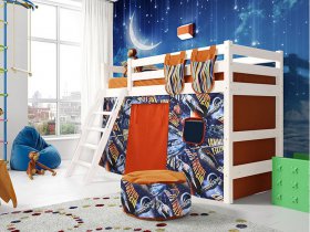 Кровать полувысокая Соня (вариант 6) с наклонной лестницей в Чистоозёрном - chistoozyornoe.mebel-nsk.ru | фото