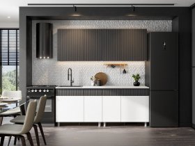 Кухонный гарнитур София (2,0м) (бланж/графит матовый) в Чистоозёрном - chistoozyornoe.mebel-nsk.ru | фото