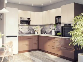 Модульная кухня Классика (ваниль/шоколад) в Чистоозёрном - chistoozyornoe.mebel-nsk.ru | фото