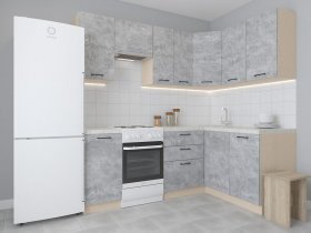 Модульная угловая кухня 1,4м*2,1м Лада (цемент) в Чистоозёрном - chistoozyornoe.mebel-nsk.ru | фото