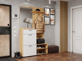 Прихожая Монтана (дуб крафт золотой/белый) в Чистоозёрном - chistoozyornoe.mebel-nsk.ru | фото