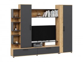 Стенка «Дакота» (дуб крафт золотой/антрацит) в Чистоозёрном - chistoozyornoe.mebel-nsk.ru | фото