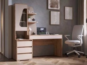 Стол компьютерный Пифагор (дуб вотан/кашемир) в Чистоозёрном - chistoozyornoe.mebel-nsk.ru | фото