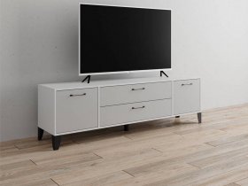 Тумба под ТВ Парус-13 (белый/серый камень) в Чистоозёрном - chistoozyornoe.mebel-nsk.ru | фото